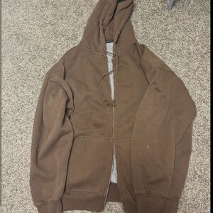 Brandy Melville oversized brown zip up jacket